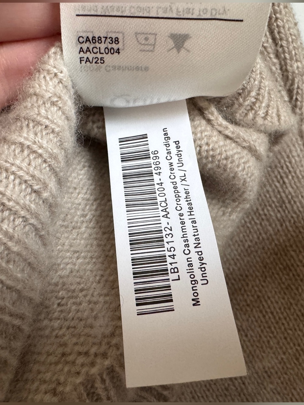 QUINCE 100% Mongolian Cashmere Cropped Crew Cardigan Sweater Undyed XL - Picture 13 of 14